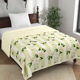 EverHOME Cream & Green Floral AC Room 120 GSM Single Bed Dohar-image-88