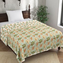 EverHOME Green & White Floral AC Room 150 GSM Single Bed Dohar-image-74