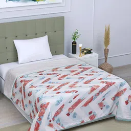 Aura Beige & Red Ethnic Motifs AC Room 300 GSM Reversible Single Bed Dohar-13