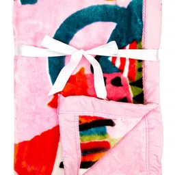 MeeMee Pink & White Cartoon Characters AC Room 300 GSM Woolen Single Bed Blanket-image-9
