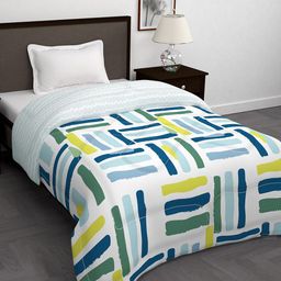 Story@home White & Blue Geometric 180 GSM AC Room Single Bed Comforter-12