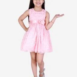KidsDew Girls Pink Self Design Fit & Flare Dress-picture-11
