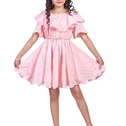 Nottie Planet Pink Polka Dots Printed Fit & Flare Dress-image-52