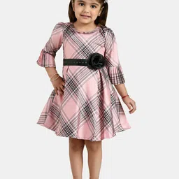 Peppermint Pink & Black Checked Jacquard Dress-image-73
