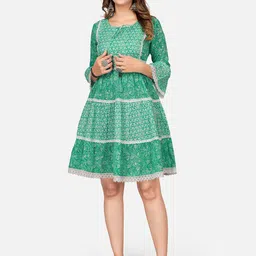 Vbuyz Women Turquoise Blue Floral Dress-image-91