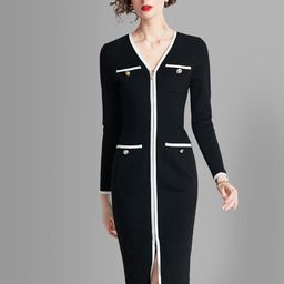 JC Collection Black Sheath Solid Dress-image-39