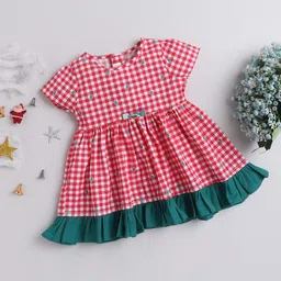 MANY FROCKS & Red & White Checked Cotton Dress-image-80