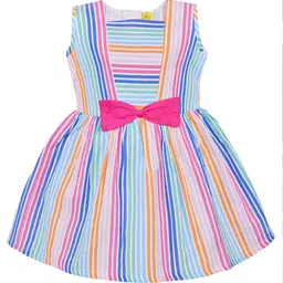 Wish Karo Pink & Blue Striped Dress-46