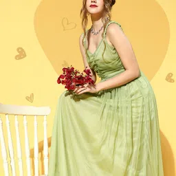 U&F Women Gorgeous Pastel Green Solid Ruched Dress-image-74