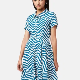 YU by Pantaloons Shirt Collar Striped Dress-image-36