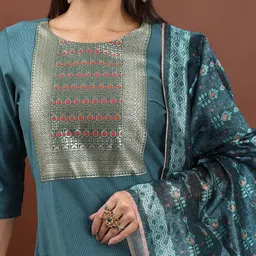 Vishudh Woven Design Straight Kurta & Trousers With Dupatta image 2