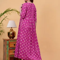 NEW4U Floral Embroidered Regular Sequinned A-Line Kurta With Palazzos & Dupatta image 5