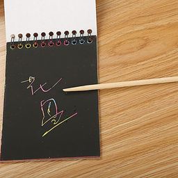 glun GLUN® Scratch Notepad Pack of 3 with Magical Rainbow Color, Notepad with Pencil Stick, Educational Toy for Kids image 3