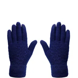 LOOM LEGACY Men Navy Blue Acrylic Gloves-image-31