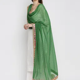 Dupatta Bazaar Green & Gold-Toned Printed Dupatta image 3