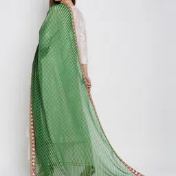 Dupatta Bazaar Green & Gold-Toned Printed Dupatta image 4