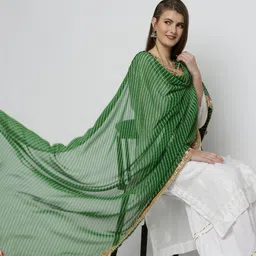 Dupatta Bazaar Green & Gold-Toned Printed Dupatta image 5