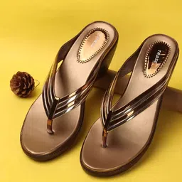 TRASE Women Copper-Toned Striped Heels-image-83