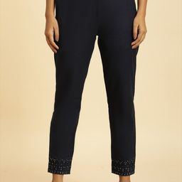 W Women Slim Fit Mid-Rise Plain Regular Trousers-45