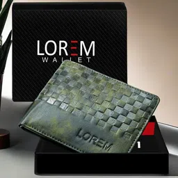 LOREM Men Green Textured Two Fold Wallet with SIM Card Holder-5