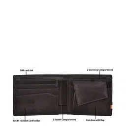 LOREM Men Brown Two Fold Wallet with SIM Card Holder image 2