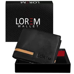 LOREM Men Black Two Fold Wallet with SIM Card Holder image 4