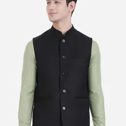 MODI JACKET Men Black Solid Bandhgala Nehru Jacket-11