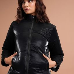 Tokyo Talkies Black Mock Collar Padded Jacket-42