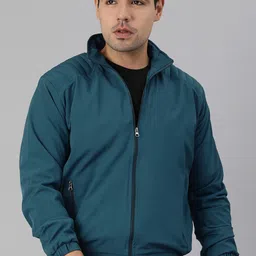 VOXATI Men Blue Windcheater Bomber Jacket-image-39