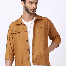 VOXATI Men Spread Collar Cotton Denim Jacket-image-15