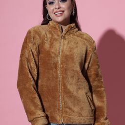 TANDUL Women Faux Fur Lightweight Longline Tailored Jacket-image-6