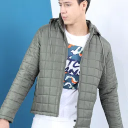 HIGHLANDER Men Olive Green Padded Jacket-image-49