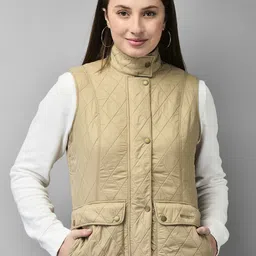 Woodland Women Mandarin Collar Solid Casual Quilted Jacket-picture-50