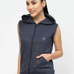 UZARUS Hooded Sleeveless Cotton Bomber Jacket-42
