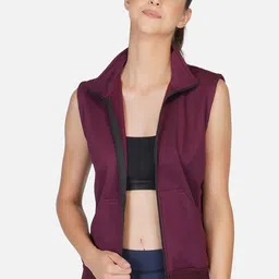 UZARUS Sleeveless Lightweight Spread Cotton Fleece Sporty Jacket-40