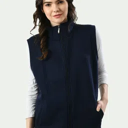 IndiWeaves Mock Collar Sleeveless Sweater Vest-image-16
