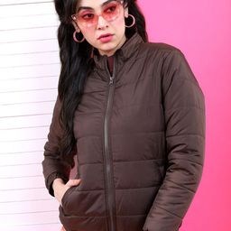 Tokyo Talkies Women Brown Solid Puffer Jacket-image-75