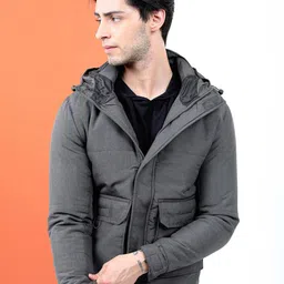 HIGHLANDER Men Black Solid Padded Jacket-image-24