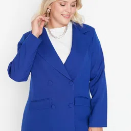 Trendyol Plus Size Notched Lapel Collar Double-Breasted Overcoat-picture-20