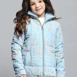 Monte Carlo Girls Mock Collar Self Design Casual Lightweight Padded Jacket-image-84