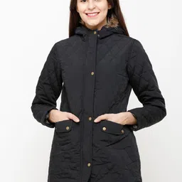 HOUSE OF VEDAS Lightweight Faux Fur Trim Hooded Longline Padded Jacket-image-27