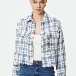 Koton Women Checked Crop Tailored Jacket-image-60