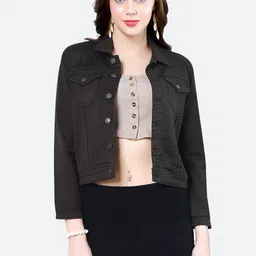 FCK-3 Women Cotton Lightweight Crop Denim Jacket-image-37