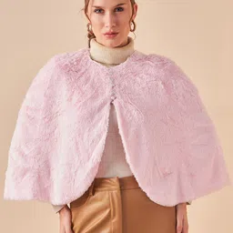 Antheaa V-Neck Three-Quarter Sleeve Button Detail Poncho Sweater-image-17