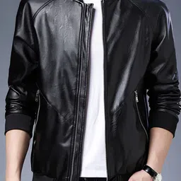 StyleCast x Revolte Men Stand Collar Solid Casual Leather Jacket-image-42