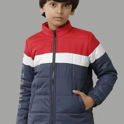 UNDER FOURTEEN ONLY Boys Colourblocked Mock Collar Padded Jacket-image-7