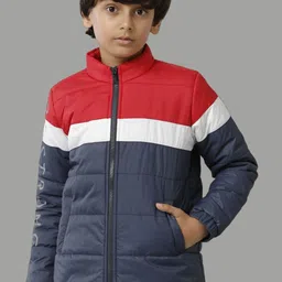 UNDER FOURTEEN ONLY Boys Colourblocked Mock Collar Padded Jacket-26