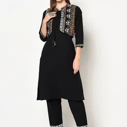 ERISHA Printed Round Neck Kurta with Trousers With Jacket-picture-10