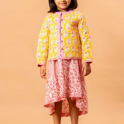 Sangria Girls Floral Printed Long Sleeve Lightweight Pure Cotton Quilted Jacket-image-18