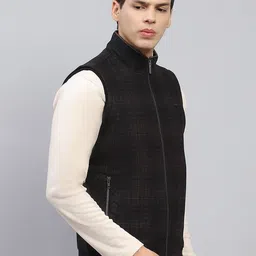 Monte Carlo Men Mock Collar Checked Casual Tailored Lightweight Jacket image 5